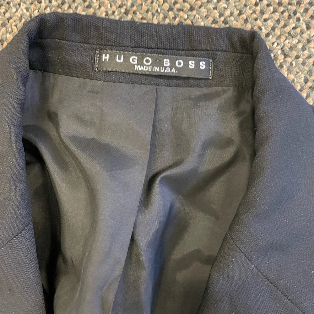 HUGO BOSS Made in USA Vintage 3-Button Wool Einstein/Sigma Jacket in Black‎ 42 L